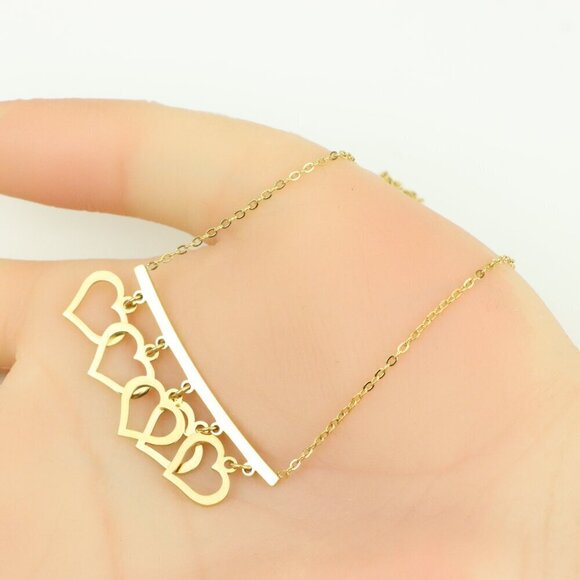 Yellow Gold Heart Charm Necklace with Adjustable Chain, XPNL0356 - Picture 4 of 11